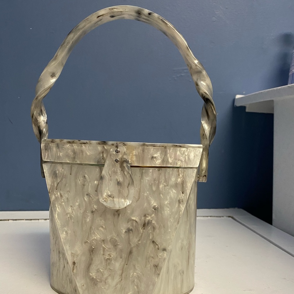Grey Lucite Vintage Antique purse bag